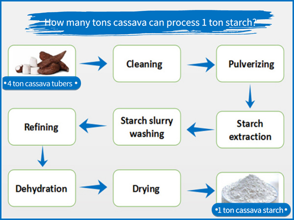 4 tons cassava can process 1 ton cassava starch